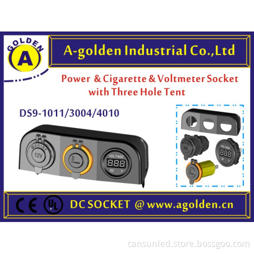 ac power socket AC socket DC socket with illuminated rocker switch with fuse